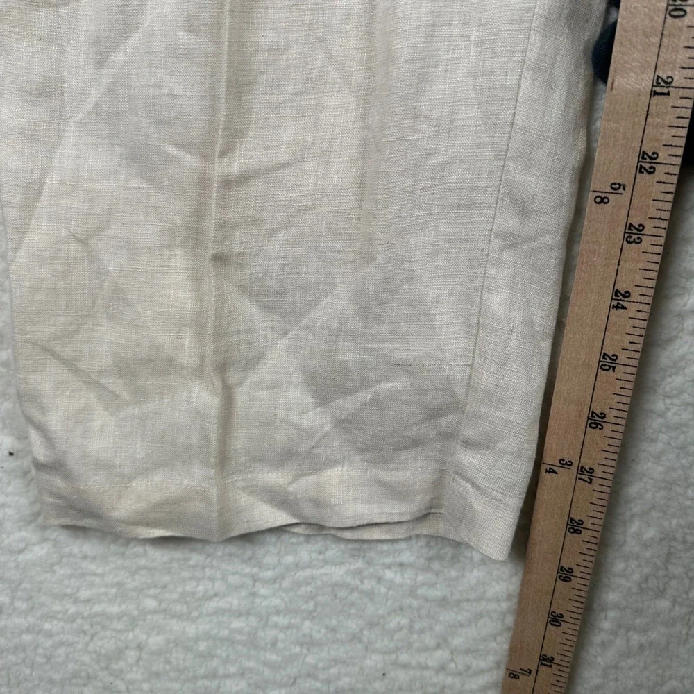 Tasso Elba Island Mens 34x30 Oatmeal Beige 100% Linen Drawstring Pants Coastal